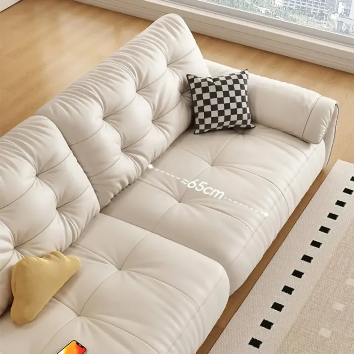 Globe Furnishings - Cream Style Minimalist Rechargeable Leather Sofa Globe Furnishings - Cream Style Minimalist Rechargeable Leather Sofa
