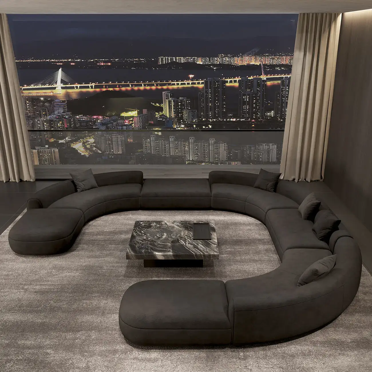 主图-05 Globe Furnishings - Baxter Italian Curved Sofa