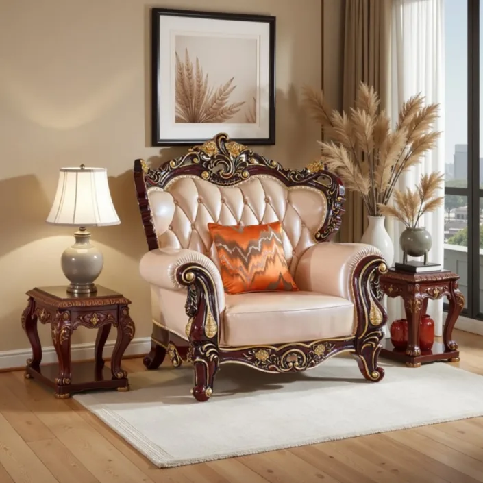 Globe Furnishings - European Classic Solid Wood Carved Villa Palace Sofa