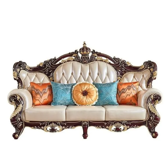Globe Furnishings - European Style Solid Wood Carved Crown Luxury Villa Sofa Globe Furnishings - European Style Solid Wood Carved Crown Luxury Villa Sofa