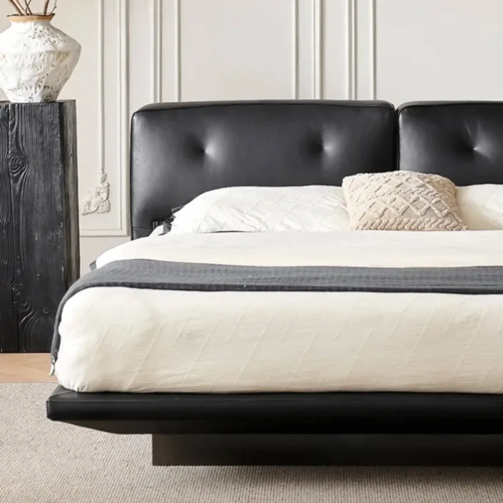 Globe Furnishings - Dylan Italian Minimalist Genuine Leather Bed Globe Furnishings - Dylan Italian Minimalist Genuine Leather Bed