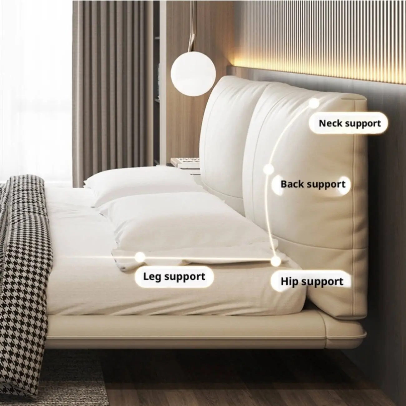 主图-06 Globe Furnishings - Floating-Style Italian Minimalist Leather Bed
