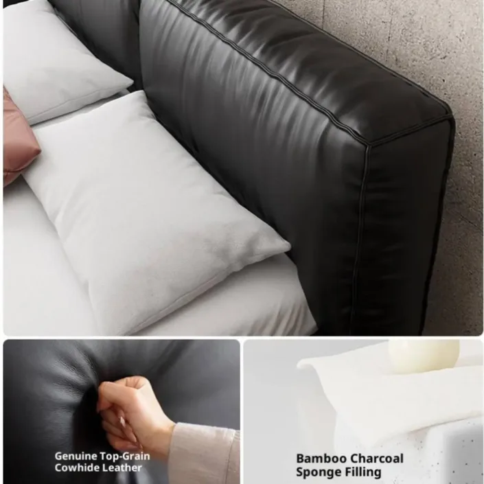 Globe Furnishings - Tofu Block Italian-Style Luxury Leather Bed Globe Furnishings - Tofu Block Italian-Style Luxury Leather Bed