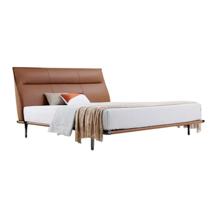 Globe Furnishings - Steel Frame Poltrona Frau Genuine Leather Bed Globe Furnishings - Steel Frame Poltrona Frau Genuine Leather Bed