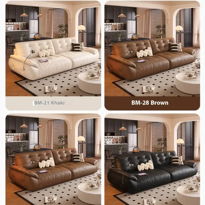 Globe Furnishings - Rechargeable Cloud-Shaped Genuine Leather Sofa Globe Furnishings - Rechargeable Cloud-Shaped Genuine Leather Sofa