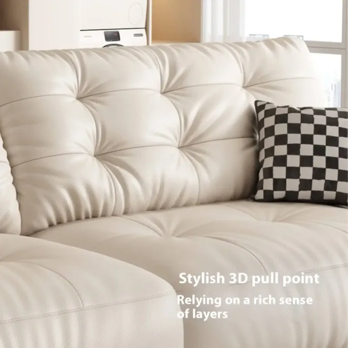 Globe Furnishings - Cream Style Minimalist Rechargeable Leather Sofa Globe Furnishings - Cream Style Minimalist Rechargeable Leather Sofa