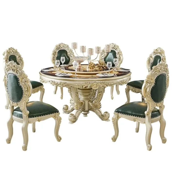 Globe Furnishings - European-style Villa Dining Table And Chairs Globe Furnishings - European-style Villa Dining Table And Chairs