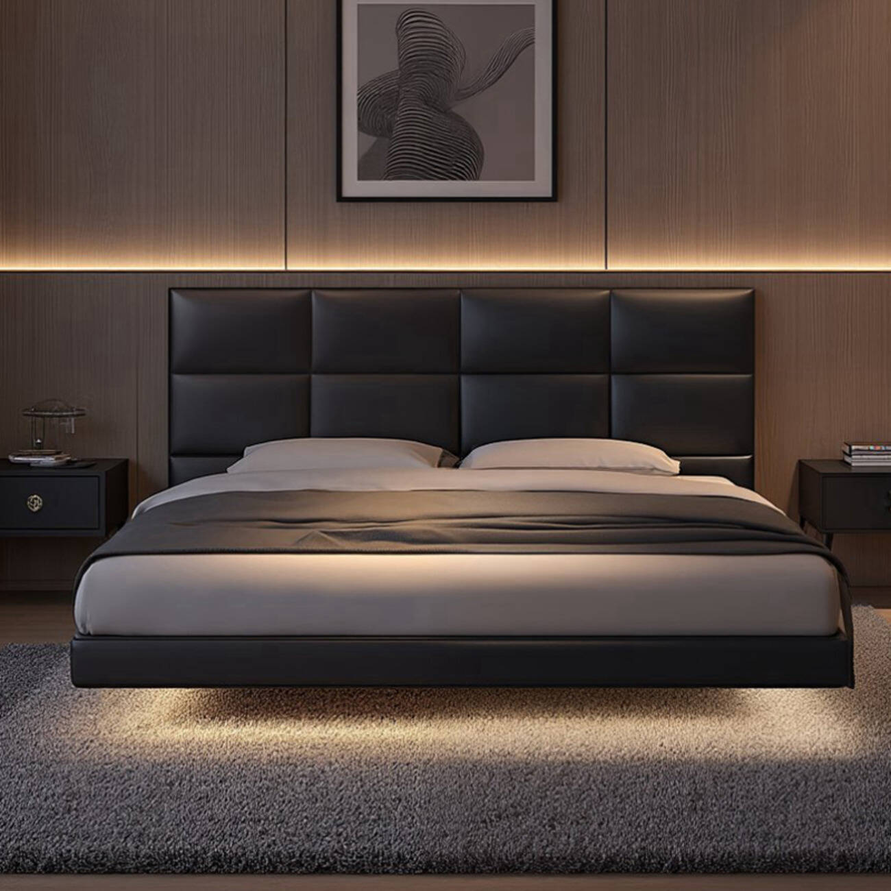 主图-06(1) Globe Furnishings - Luxury Floating Bed in the Master Bedroom