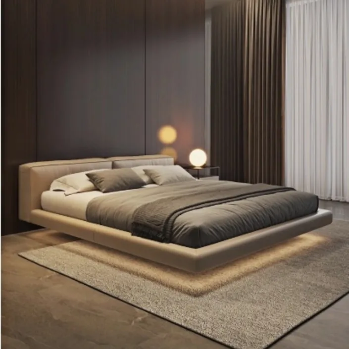 Caleb Italian Minimalist Floating Leather Bed