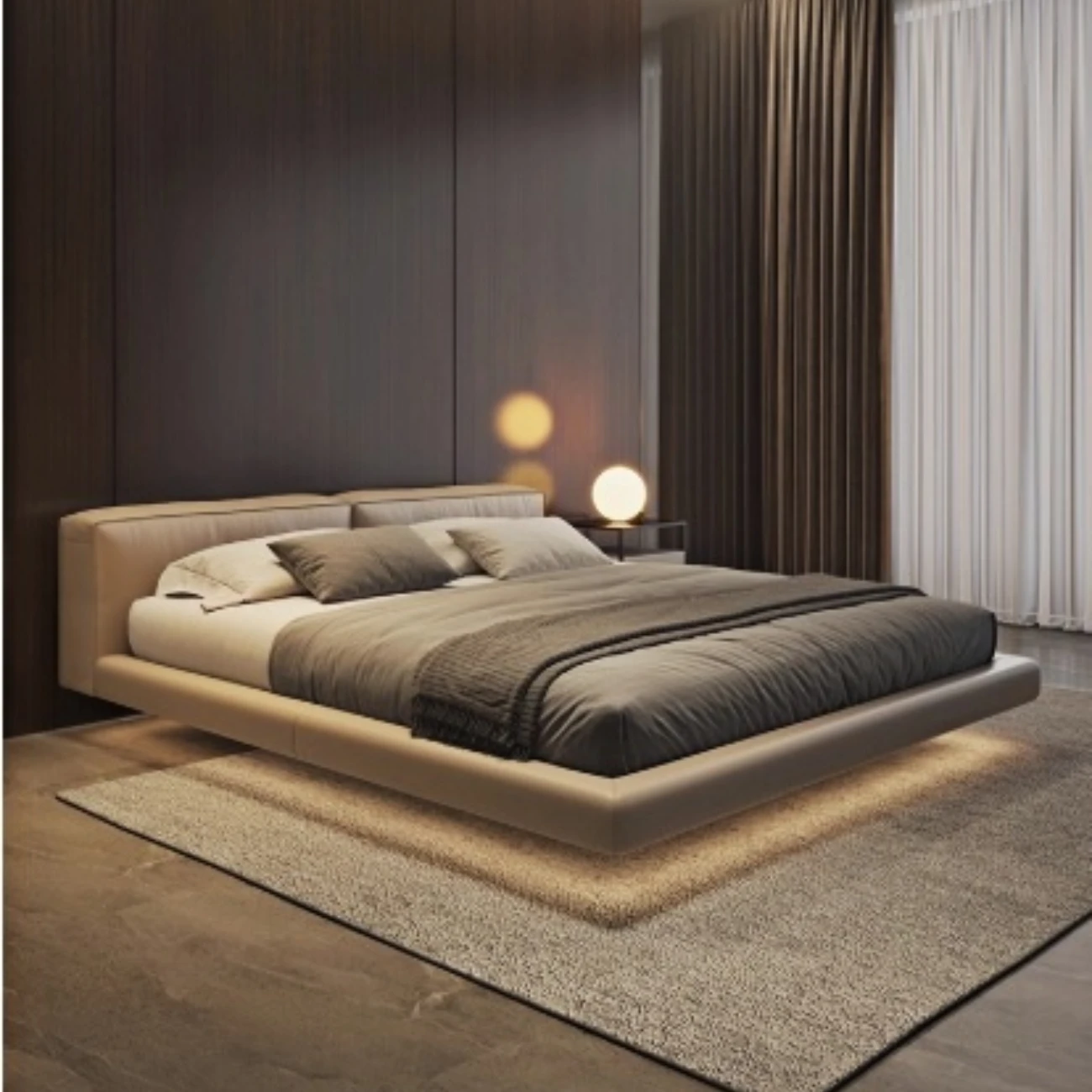 主图-06_副本 Globe Furnishings - Caleb Italian Minimalist Floating Leather Bed