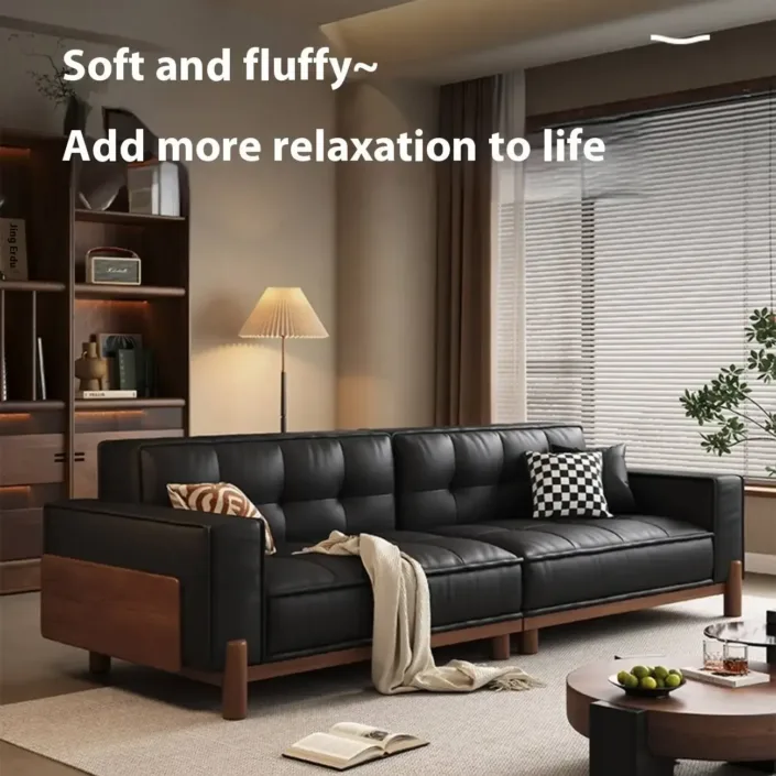 Globe Furnishings - Top-Grain Leather American Vintage Solid Wood Sofa Globe Furnishings - Top-Grain Leather American Vintage Solid Wood Sofa