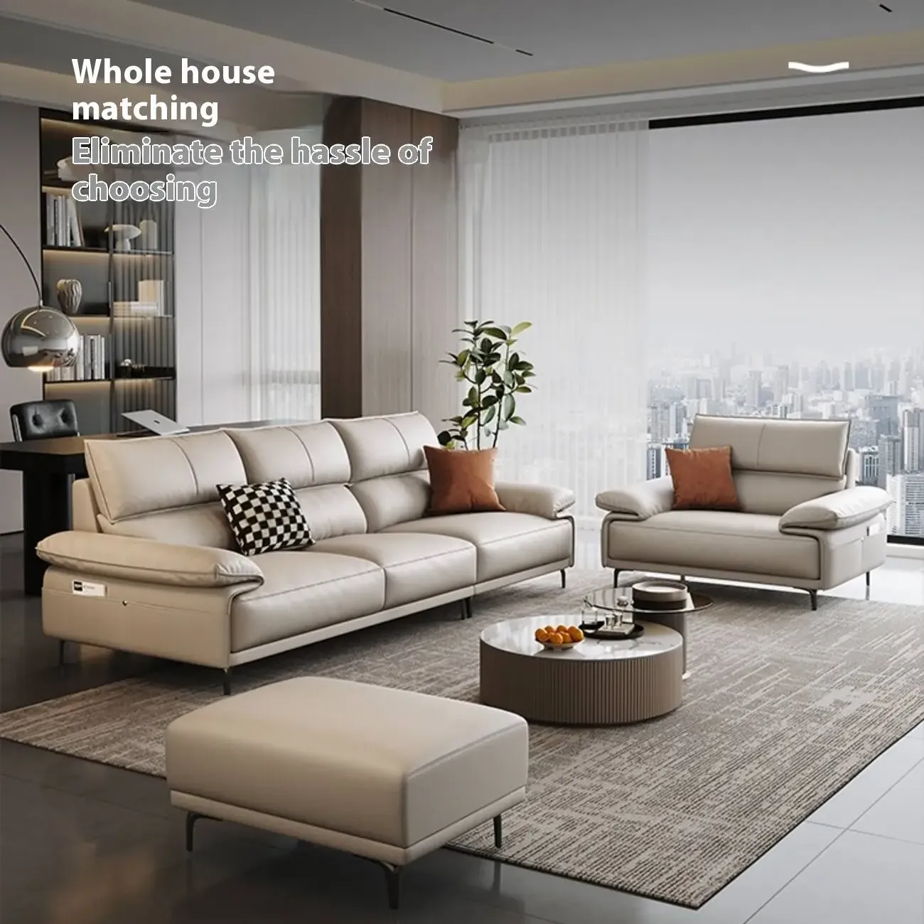 主图-07 Globe Furnishings - Italian Elegance and Light Luxury Leather Sofa