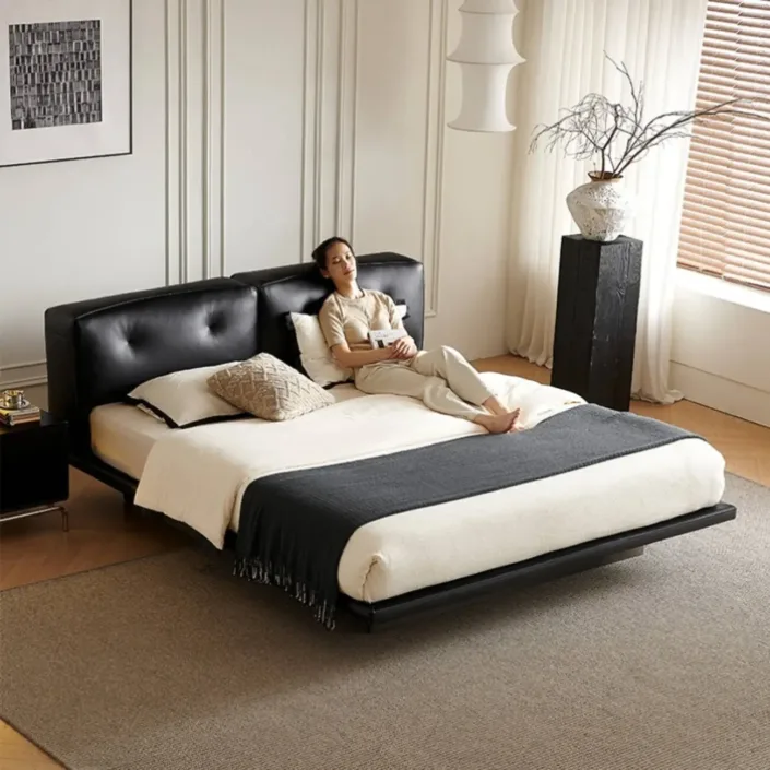 Globe Furnishings - Dylan Italian Minimalist Genuine Leather Bed Globe Furnishings - Dylan Italian Minimalist Genuine Leather Bed