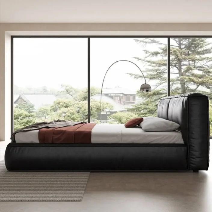Globe Furnishings - Tofu Block Italian-Style Luxury Leather Bed Globe Furnishings - Tofu Block Italian-Style Luxury Leather Bed
