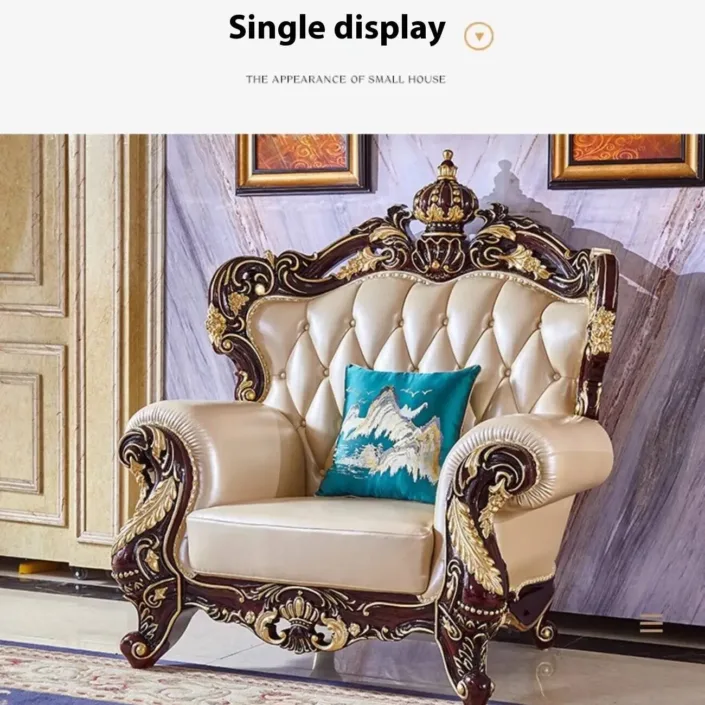 Globe Furnishings - European Style Solid Wood Carved Crown Luxury Villa Sofa Globe Furnishings - European Style Solid Wood Carved Crown Luxury Villa Sofa