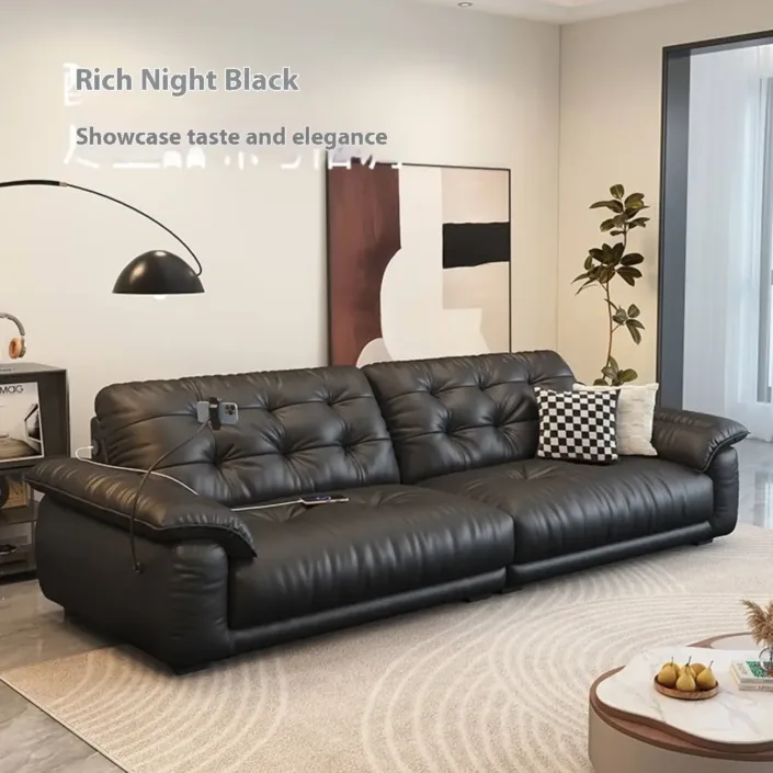Globe Furnishings - Cream-Style Multifunctional Charging Leather Sofa Globe Furnishings - Cream-Style Multifunctional Charging Leather Sofa