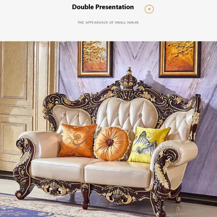 Globe Furnishings - European Style Solid Wood Carved Crown Luxury Villa Sofa Globe Furnishings - European Style Solid Wood Carved Crown Luxury Villa Sofa