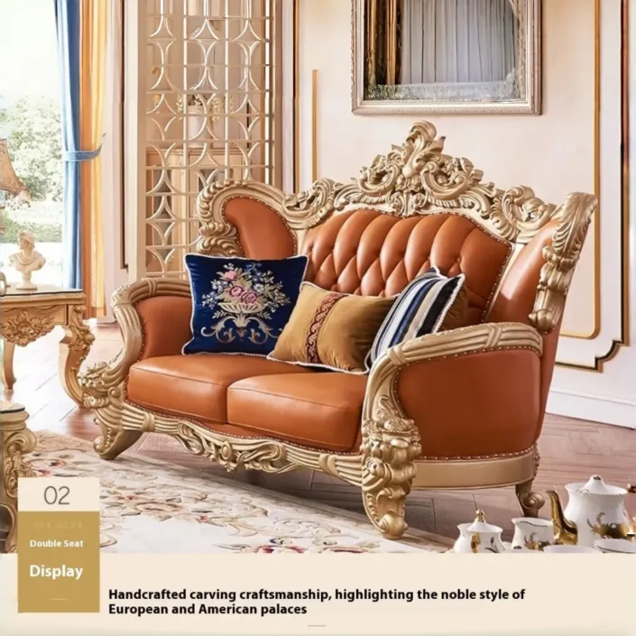 Globe Furnishings - European Luxury Palace Villa Solid Wood Sofa Globe Furnishings - European Luxury Palace Villa Solid Wood Sofa