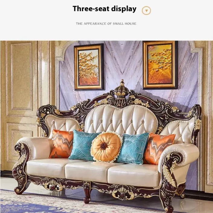 Globe Furnishings - European Style Solid Wood Carved Crown Luxury Villa Sofa Globe Furnishings - European Style Solid Wood Carved Crown Luxury Villa Sofa