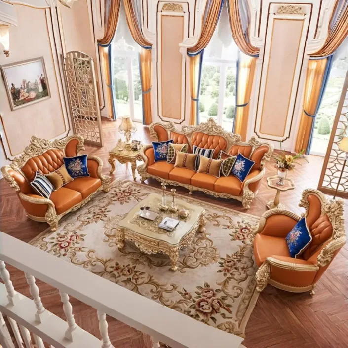 Globe Furnishings - European Luxury Palace Villa Solid Wood Sofa Globe Furnishings - European Luxury Palace Villa Solid Wood Sofa