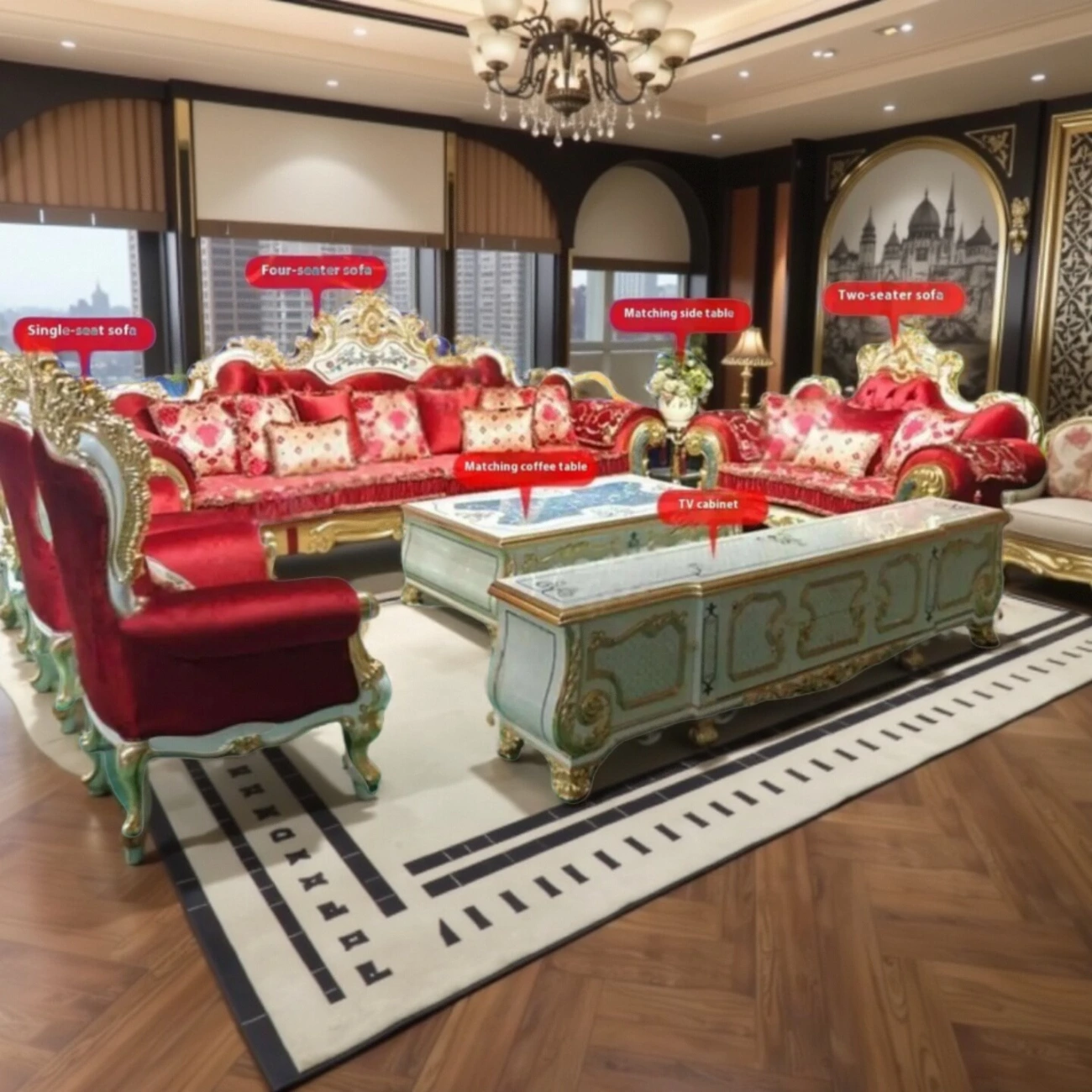 主图-2 Globe Furnishings - French Court Luxury Villa Sofa