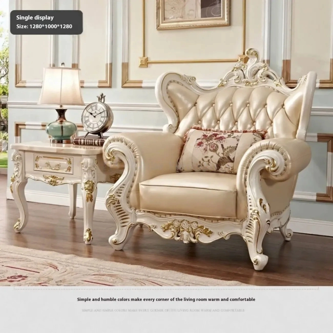 主图-6 Globe Furnishings - European Style Solid Wood Carved Palace Villa Sofa