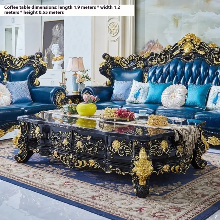 Globe Furnishings - European Style First Layer Cowhide Palace Villa Sofa Globe Furnishings - European Style First Layer Cowhide Palace Villa Sofa