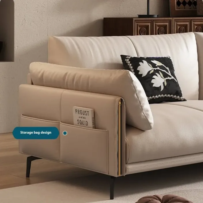 Globe Furnishings - Modern Minimalist Top-Grain Leather Vintage Style Sofa Globe Furnishings - Modern Minimalist Top-Grain Leather Vintage Style Sofa