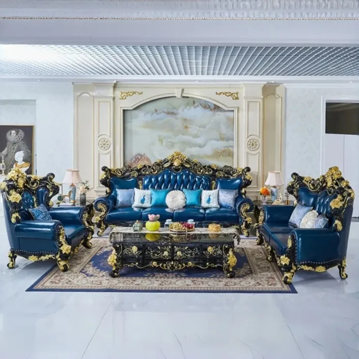 Globe Furnishings - European Style First Layer Cowhide Palace Villa Sofa Globe Furnishings - European Style First Layer Cowhide Palace Villa Sofa