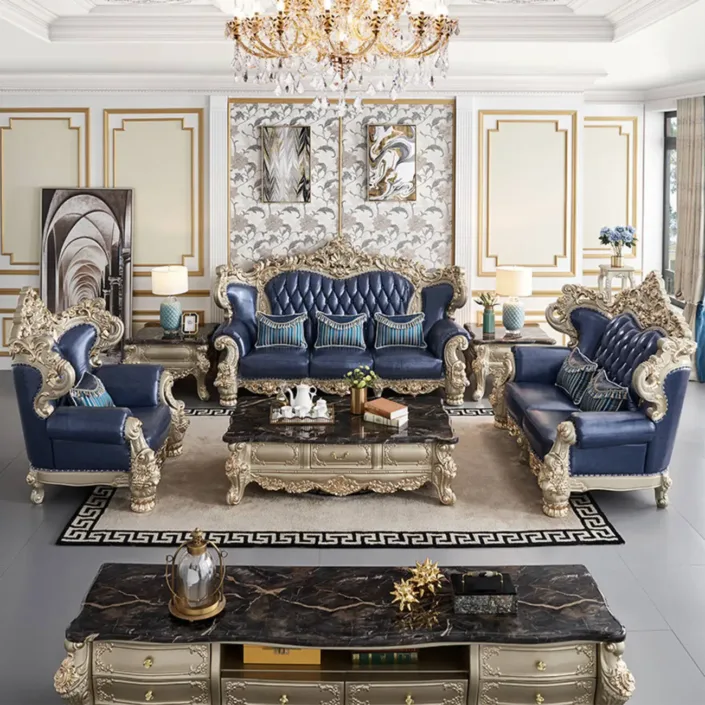 European Luxury Solid Wood Carved Villa Sofa