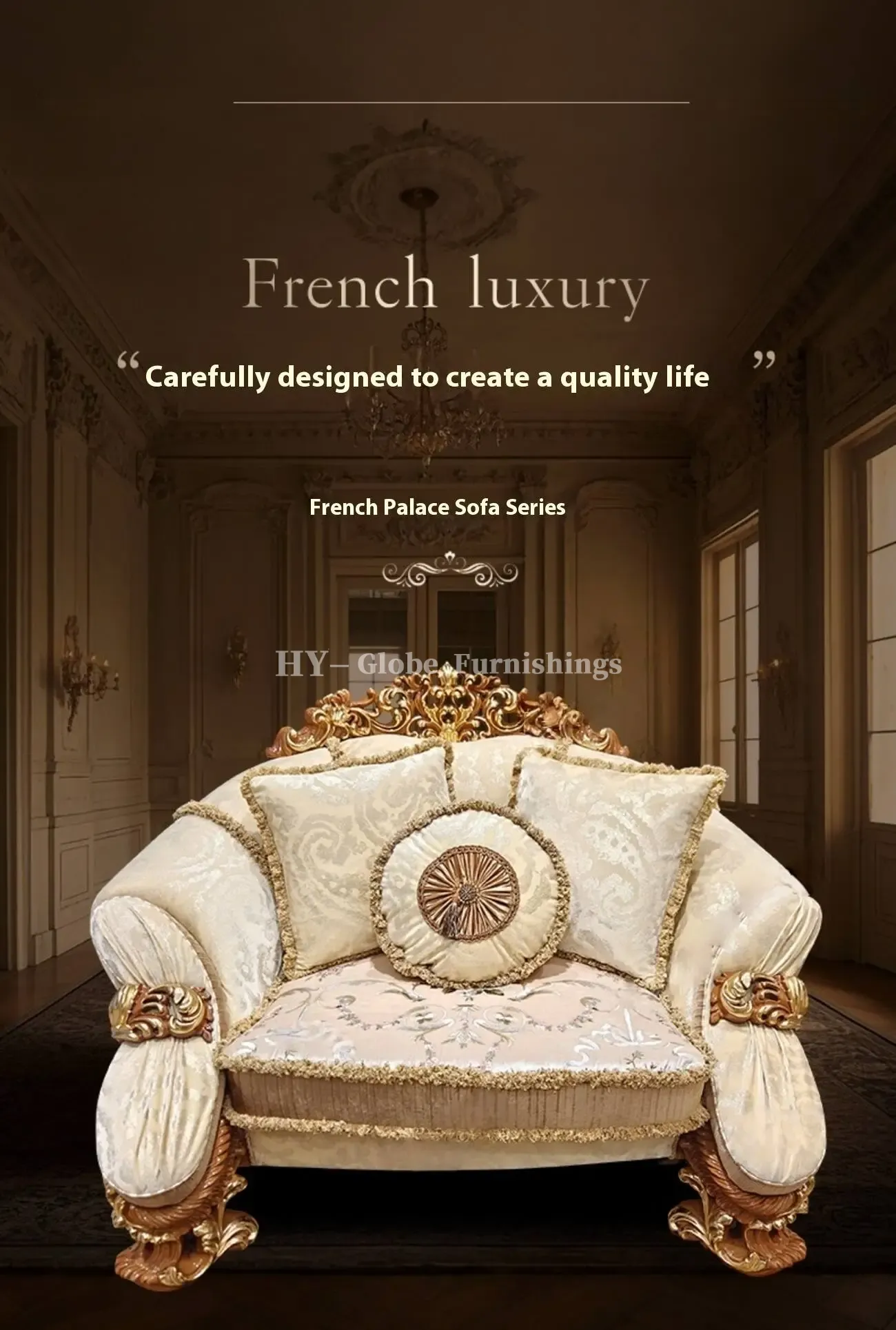 Globe Furnishings - French Court Luxury Villa Sofa