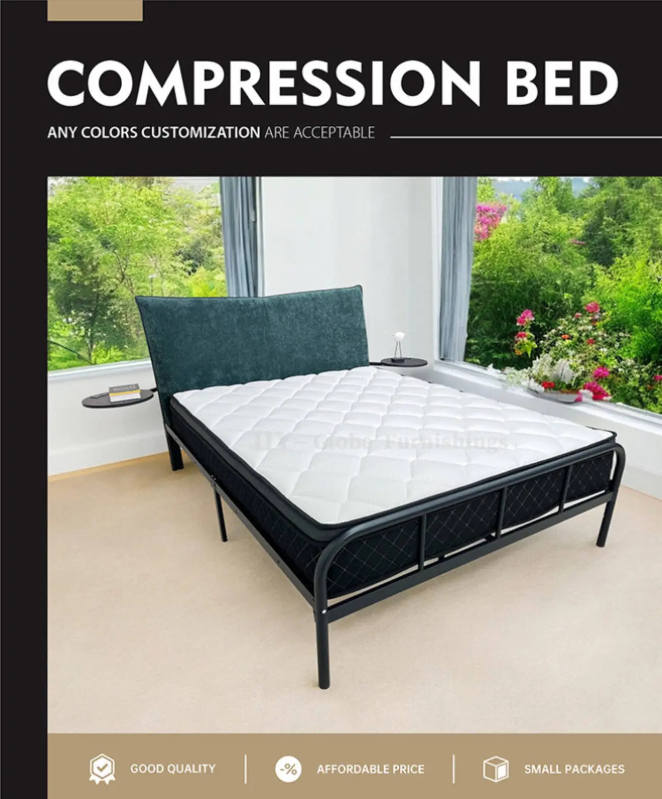 Globe Furnishings - Nordic-Style Minimalist Upholstered Bed