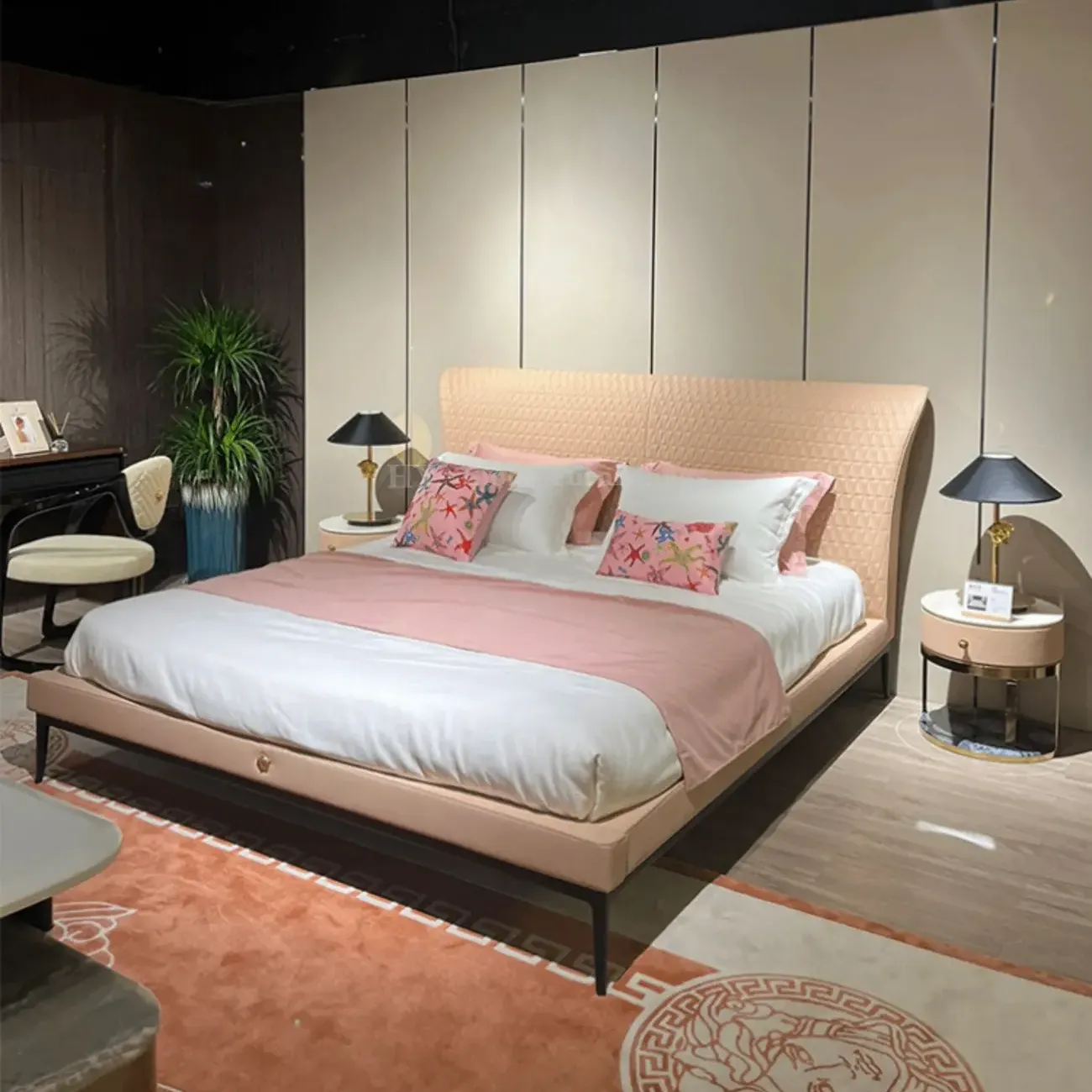 Globe Furnishings - Versace Genuine Leather Princess Bed