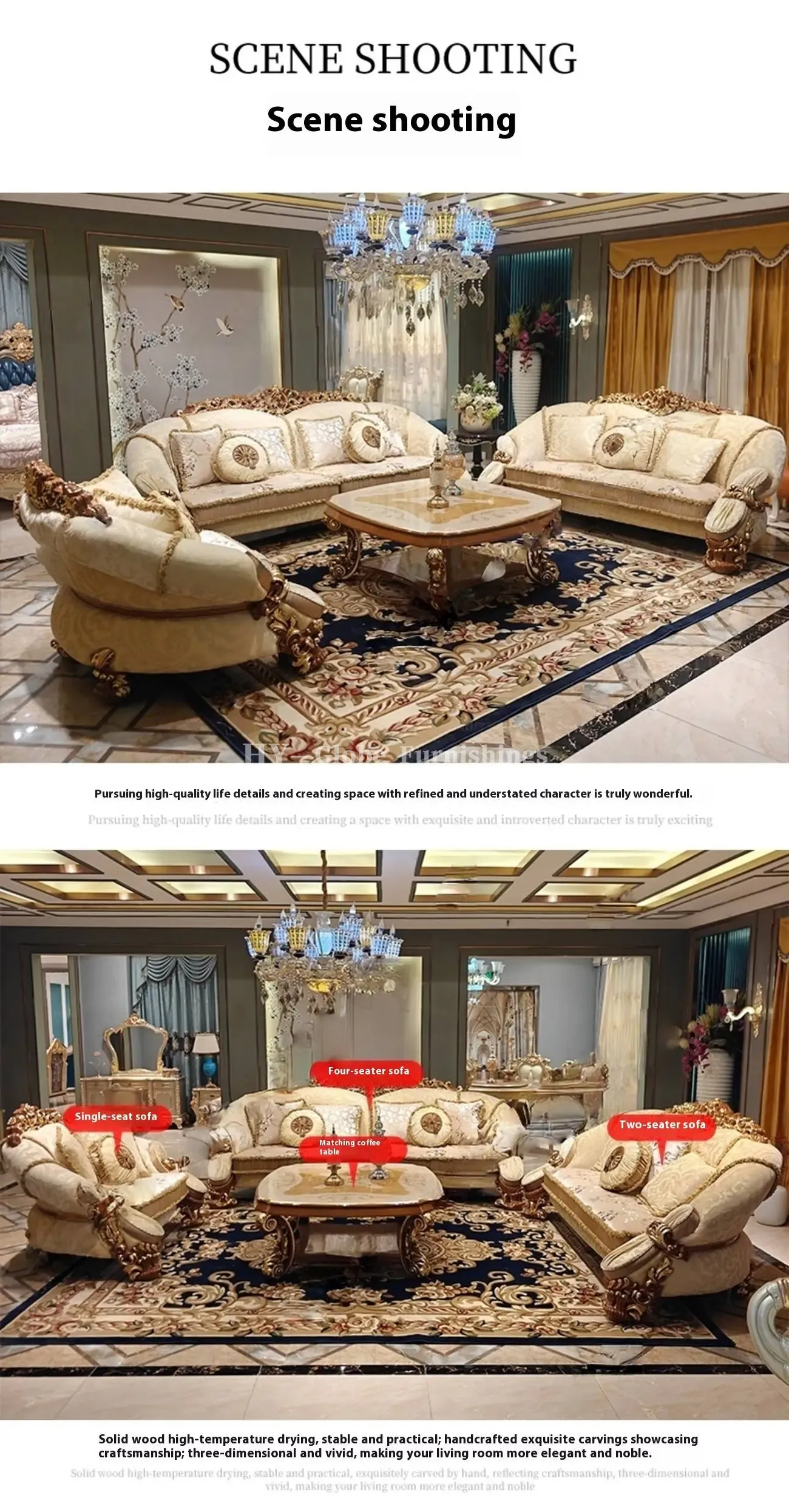 Globe Furnishings - French Court Luxury Villa Sofa