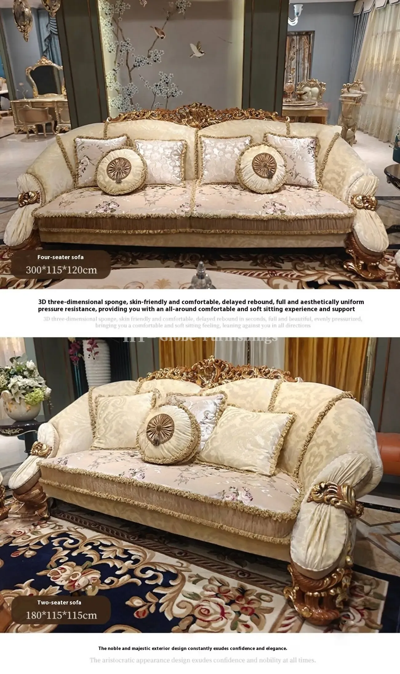 Globe Furnishings - French Court Luxury Villa Sofa
