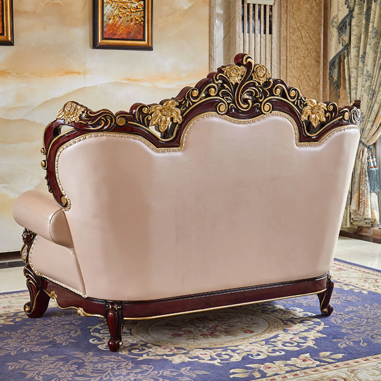 Globe Furnishings - European Classic Solid Wood Carved Villa Palace Sofa