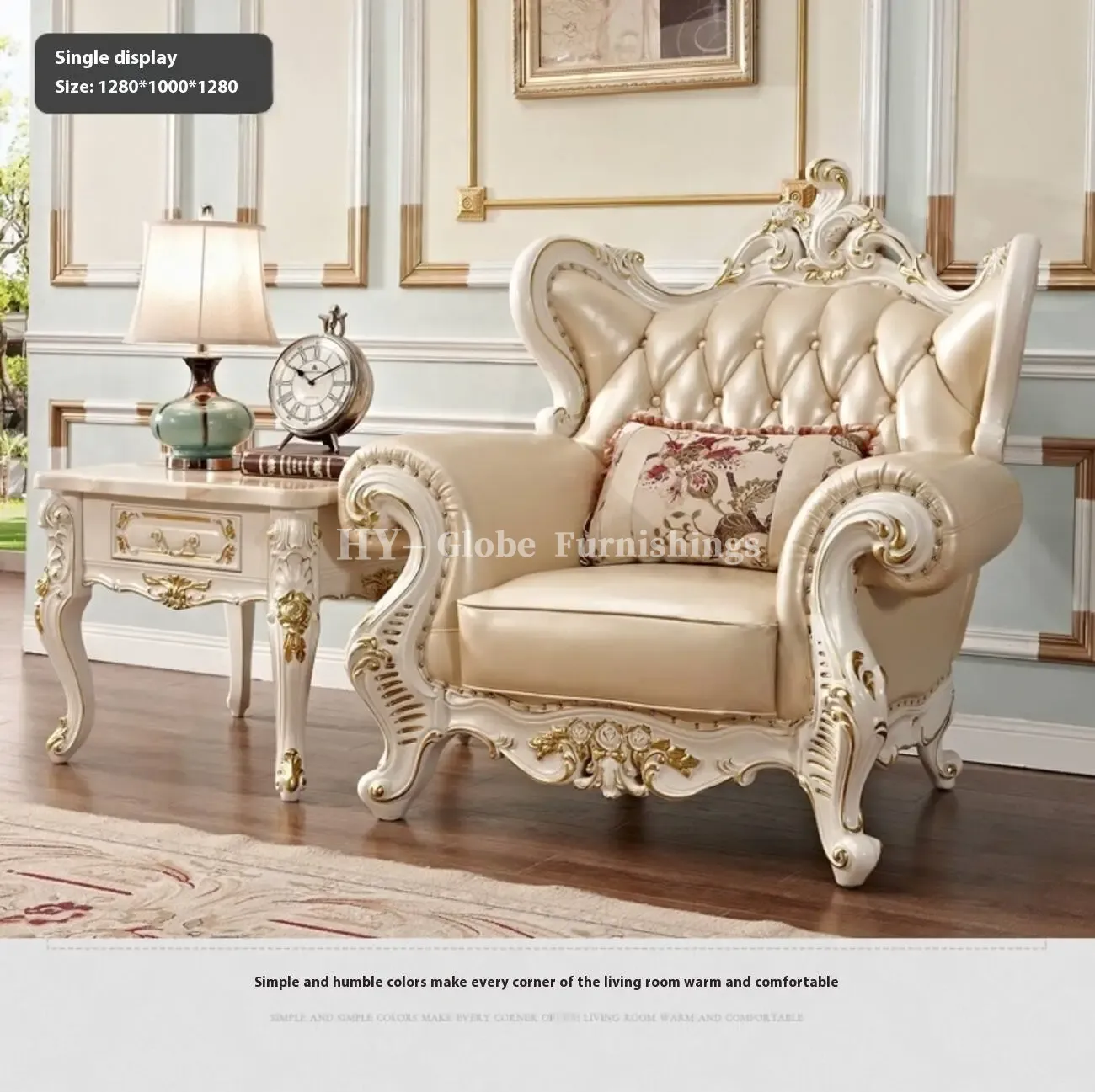 Globe Furnishings - European Style Solid Wood Carved Palace Villa Sofa
