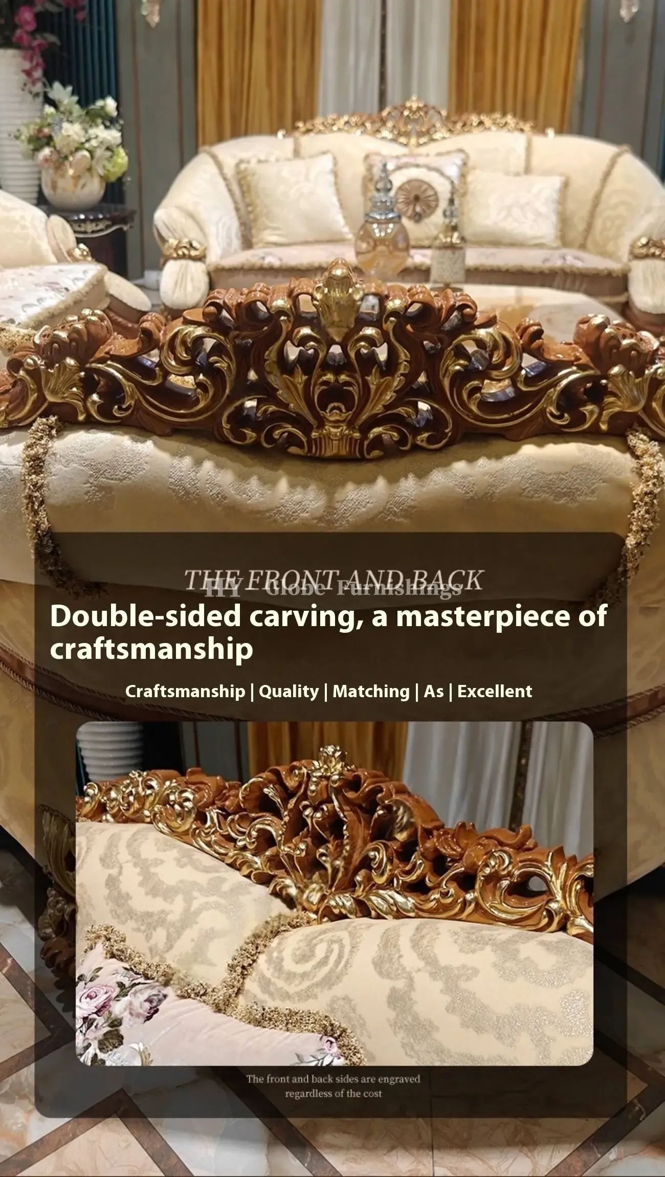 Globe Furnishings - French Court Luxury Villa Sofa