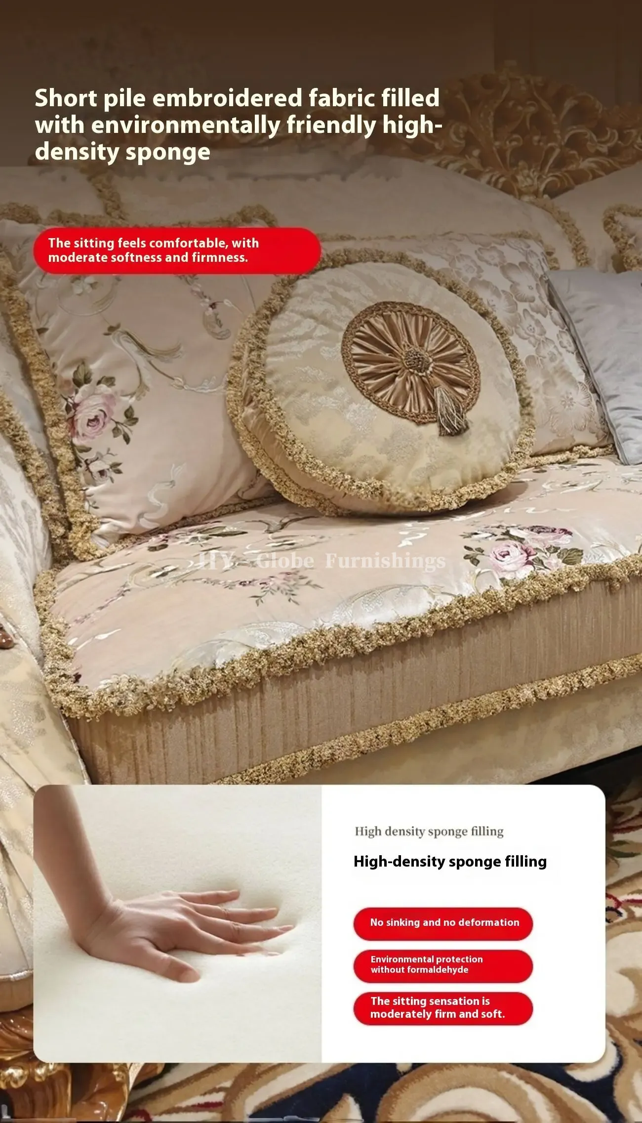 Globe Furnishings - French Court Luxury Villa Sofa