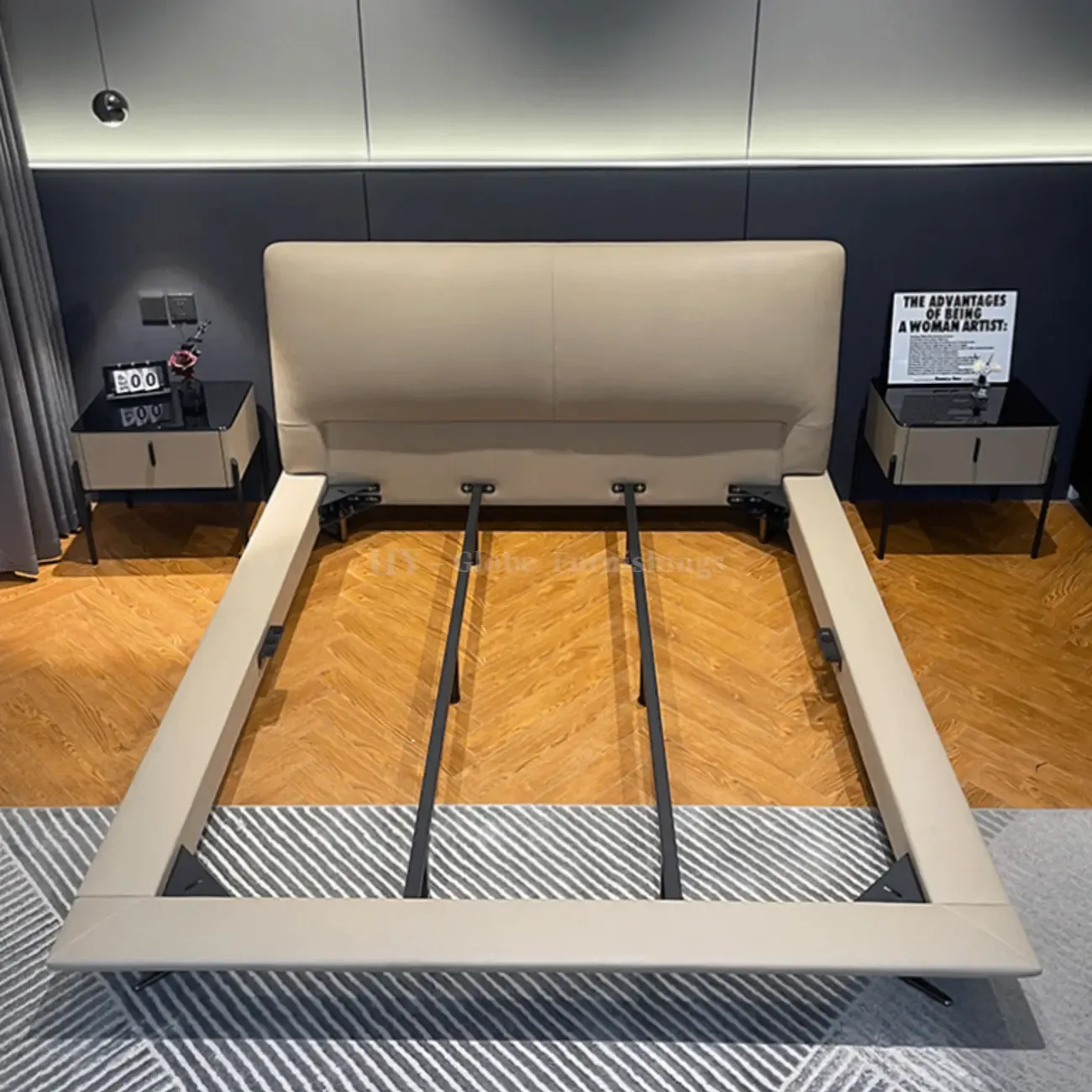 详情-13 Globe Furnishings - Italian Minimalist Genuine Leather Starry Sky Bed