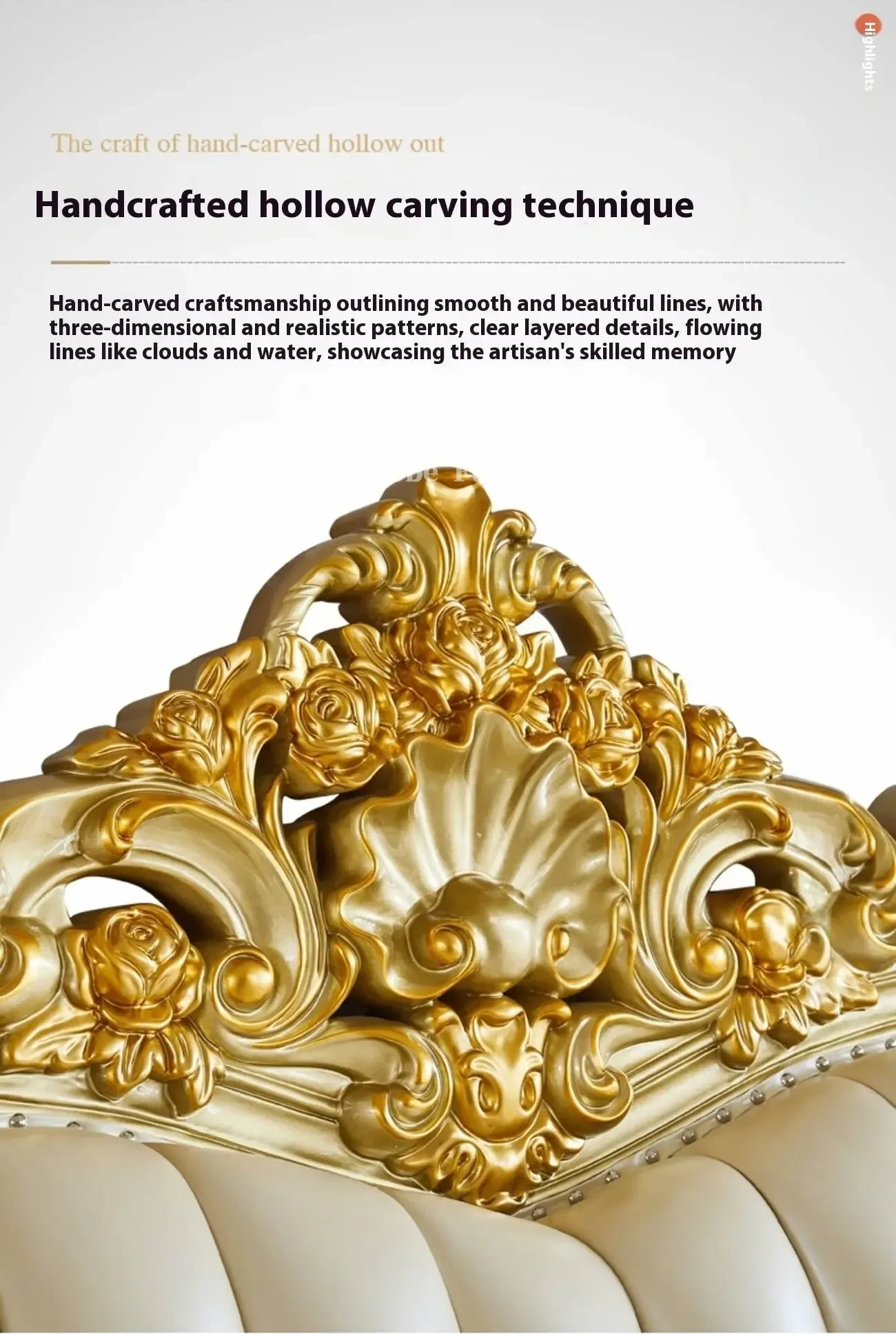 Globe Furnishings - Royal Solid Wood Gold Carved European Style Sofa