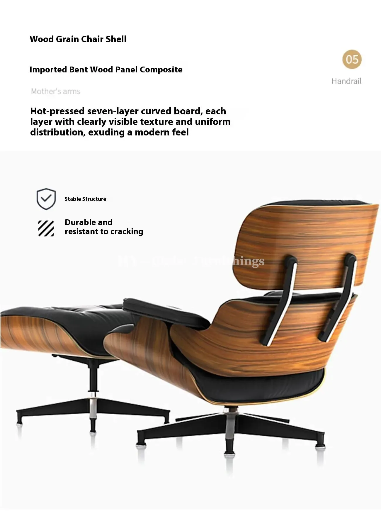 Globe Furnishings - Eames Leather Lounge Chair