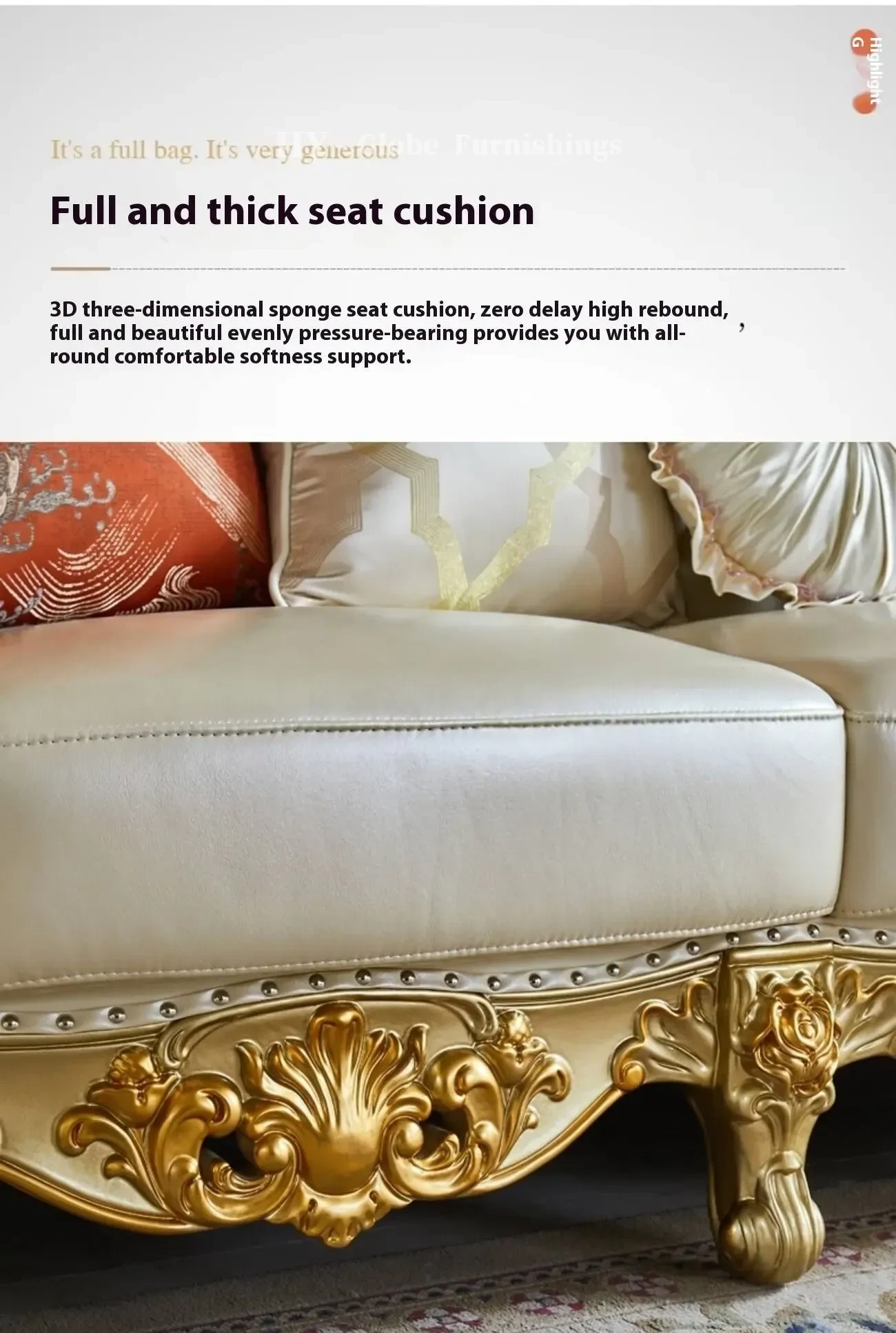 Globe Furnishings - Royal Solid Wood Gold Carved European Style Sofa