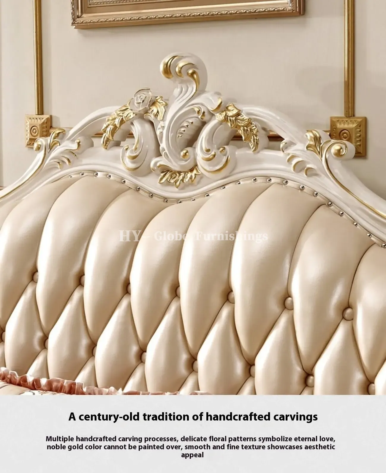 Globe Furnishings - European Style Solid Wood Carved Palace Villa Sofa