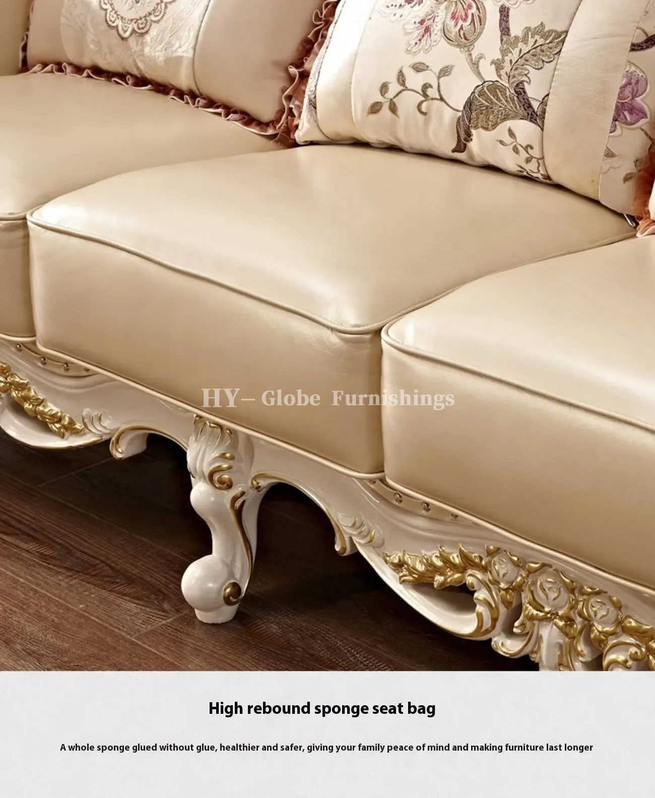 Globe Furnishings - European Style Solid Wood Carved Palace Villa Sofa