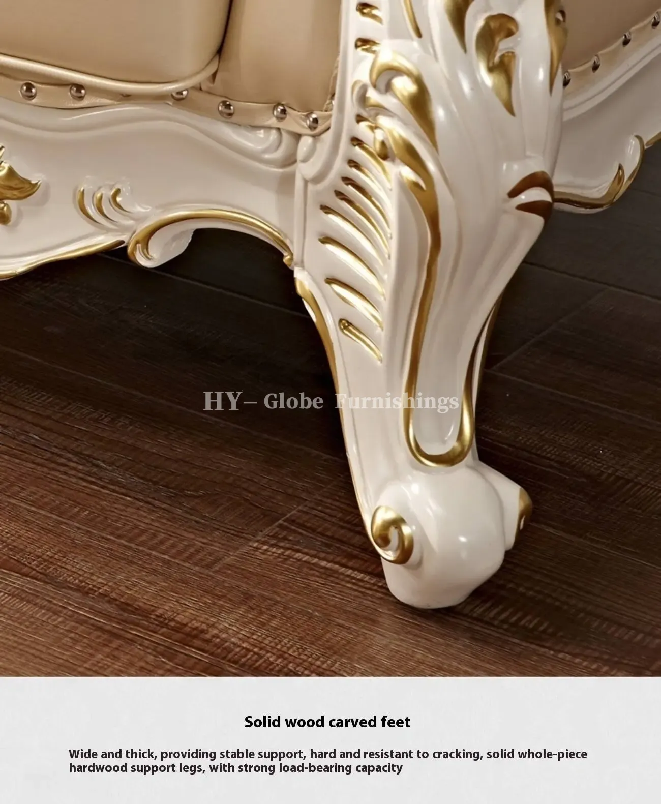 Globe Furnishings - European Style Solid Wood Carved Palace Villa Sofa