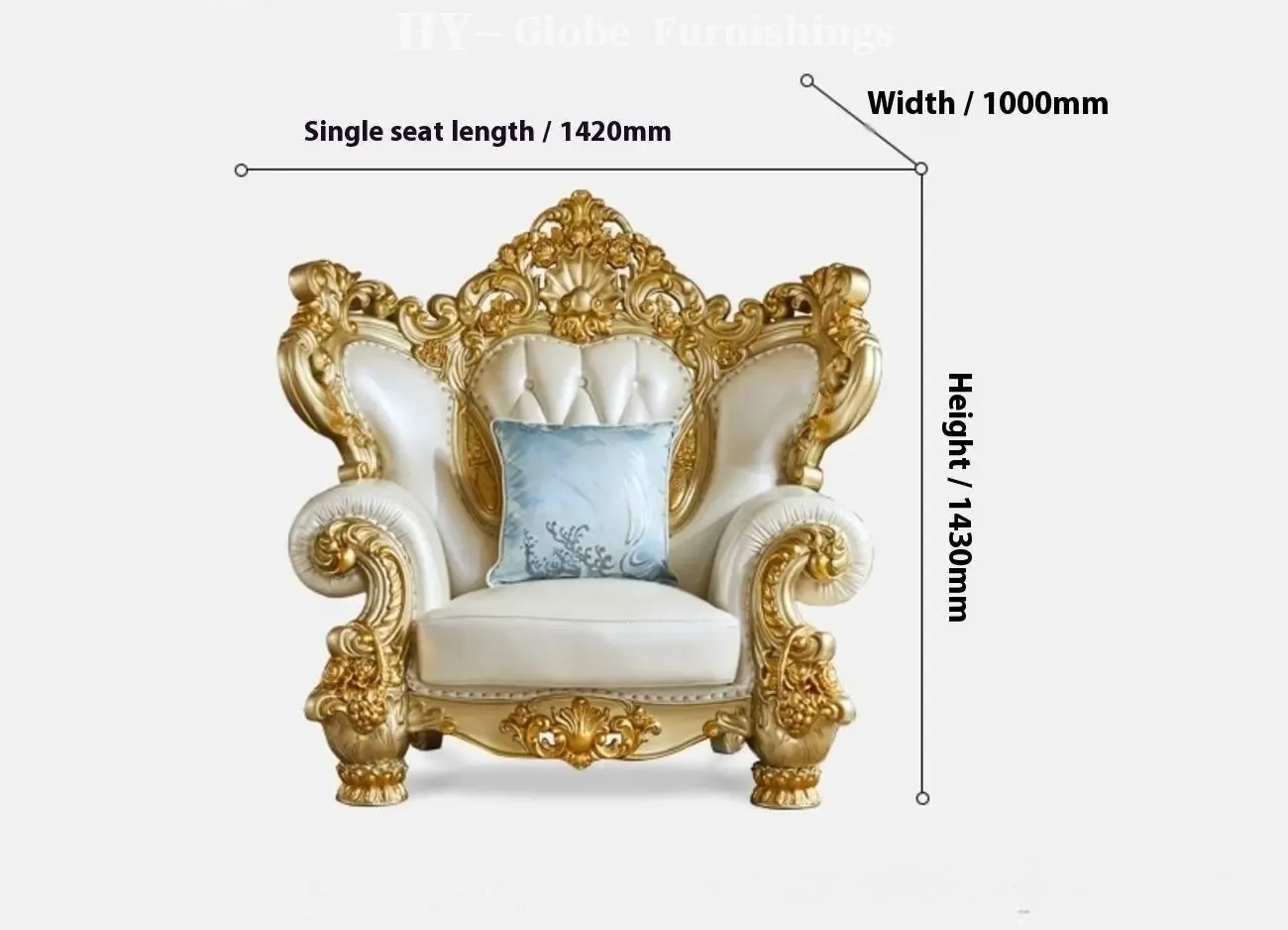 Globe Furnishings - Royal Solid Wood Gold Carved European Style Sofa