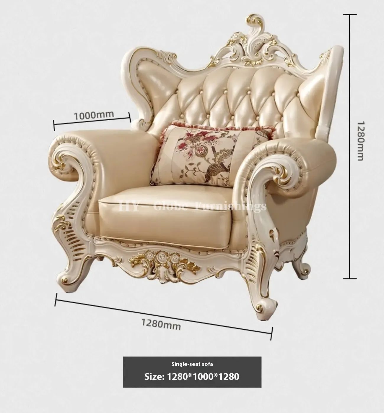 Globe Furnishings - European Style Solid Wood Carved Palace Villa Sofa