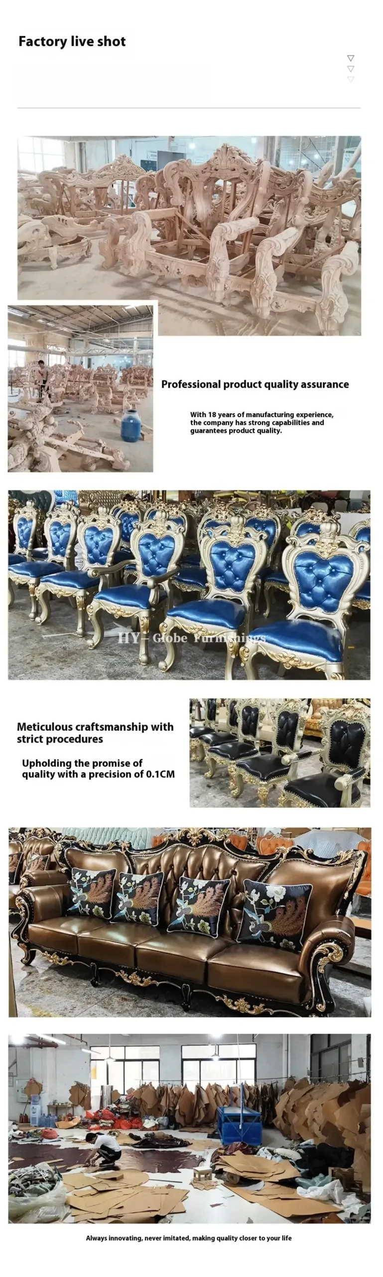 Globe Furnishings - European Classic Solid Wood Carved Villa Palace Sofa