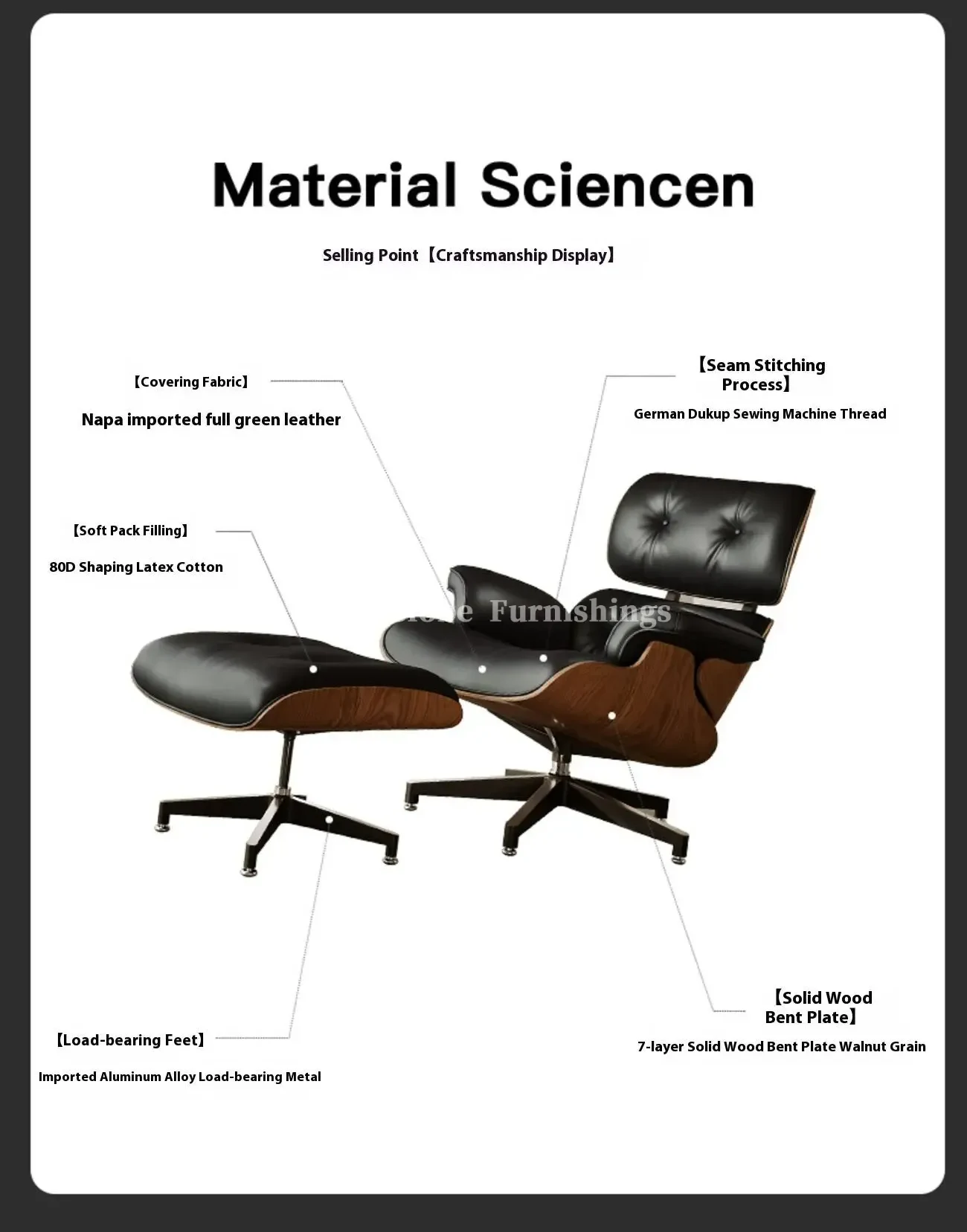 Globe Furnishings - Eames Leather Lounge Chair